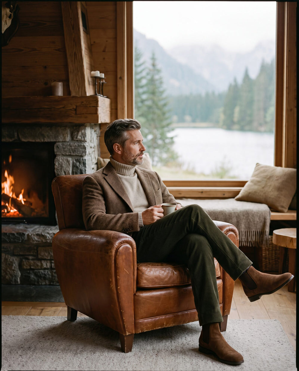 Tweed am Kamin